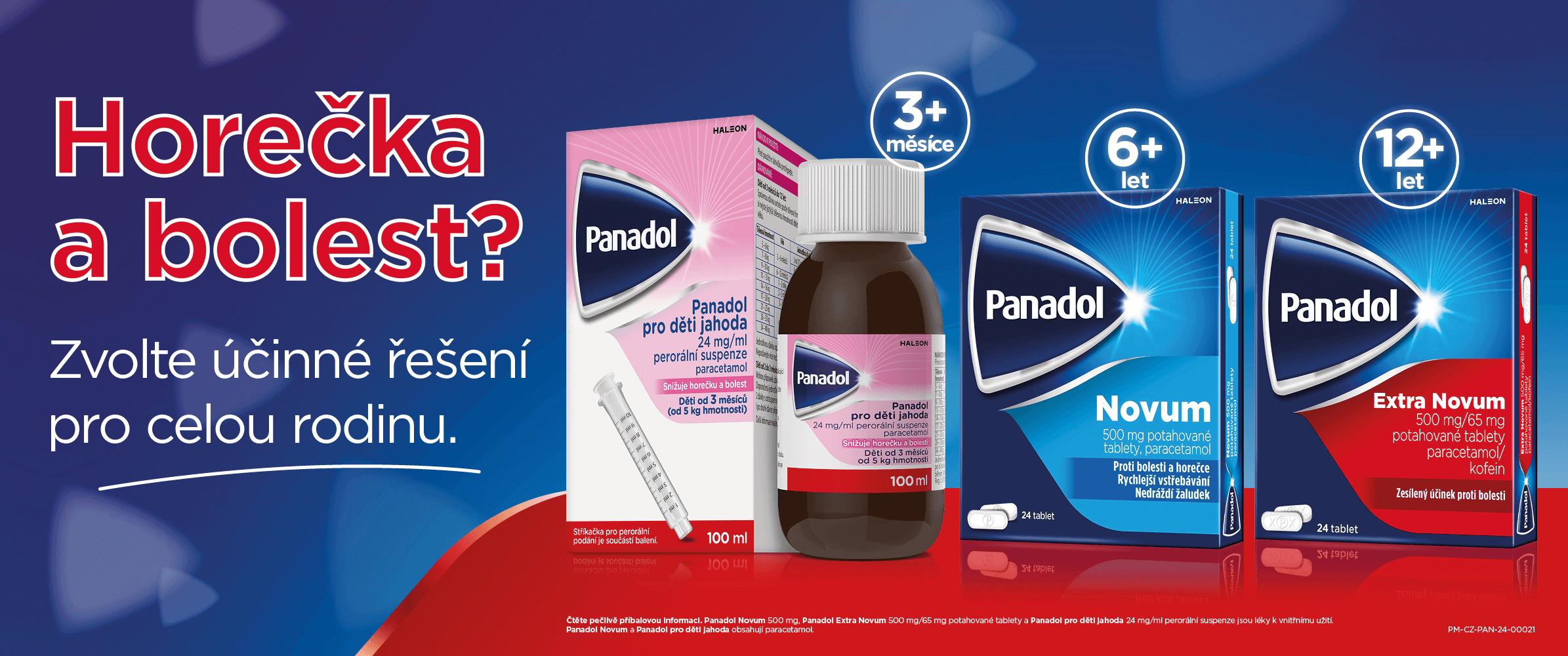 PANADOL PRO DĚTI JAHODA, Panadol Novum, Panadol Extra Novum